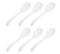 PATKAW 6pcs White Ceramic Soup Spoons for Home Use, Simple and Elegant Design, Sturdy and Not Easy to Chip, for Serving Rice Soup and Food Scoops