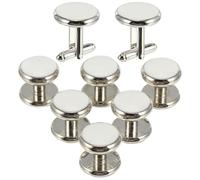 PATKAW 8pcs Copper round Cuff Links French Style Shirt Cuff Studs Simple Fashionable Unique Design Beautiful and Practical Dripping Oil Process for Wedding Banquet