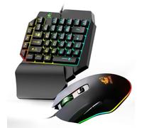 PATKAW Backlight Rgb Gaming Keyboard and Mouse Combo Ergonomic One-handed E-sport Keyboard for Home and Dorm Compact Portable Design with Quiet Keys for Accurate Game Control