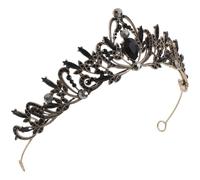 PATKAW Black Baroque Crown Tiara Elegant Vintage Style Handmade Sturdy Alloy Rhinestone Headpiece for Women Wedding Bridal Headdress Halloween Costume Play
