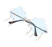 PATKAW Chic Cloud Shape Rimless Sunglasses PC Material Tassel Decor Lightweight Stylish Cool Eyewear Comfortable to Wear Protects Eyes from Sunlight for Parties and Travel in Summer