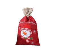 PATKAW Christmas Drawstring Bag Linen Candy Pouch Portable Small Snowman Design for Yuletide Gathering and Holiday Party Wrapping