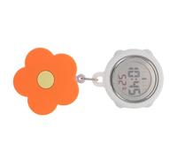 PATKAW Digital Nurse Fob Watch for Staff with Nighttime Visibility and Waterproof Feature, Retractable Clip-on Design, Orange Silicone and Glass Material, for Clinical Tasks and Extended