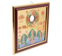 PATKAW Eight Diagrams Mirror Ornament Density Board Material Antique Style with Mountain and Sea Pattern Bagua Ornament with Exorcism and Blessing Features for Home Decoration Suitable