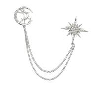 PATKAW Elegant Silver Alloy Chain Breast Pin Featuring A Unique Eight-pointed Star Design, Convenient to Wear Decorative Brooch for Hats and Clothing Accessories