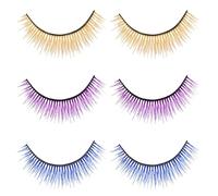 PATKAW False Eyelashes Made of Synthetic Silk Fiber 3 Pairs Reusable Colored with 3d Layered Design for Photography and Halloween Stage Effect Makeup