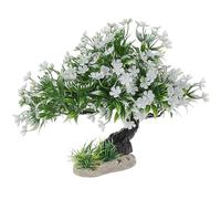 PATKAW Flower Bonsai Tree Fish Tank Plant Decoration White Artificial Flower Fake Green Plant Model for Landscaping Aquarium Decor 10.6x2.3 Inch