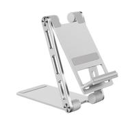 PATKAW Foldable Aluminum Alloy Desktop Phone Holder and Tablet Stand with Anti-slip Bottom, Compact Design for Living Room Use and Watching Video Movies