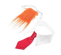 PATKAW Garden Goose Wig with Orange Fluffy Hair and Collared Tie, Weather Resistant and Easy Installation for Porch and Outdoor Yard Goose Ornament Costume Accessories