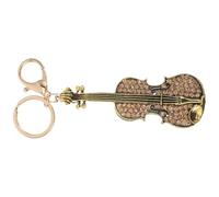 PATKAW Golden Small Violin Hanging Charm Keychain Pendant Decorative Rhinestone Zinc Alloy Multipurpose Bag Pendant Stylish Vintage Design for Everyday Use