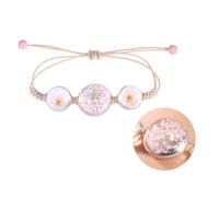 PATKAW Handmade Pink Crystal Glass Ball Bracelet with Dried Flower Specimen, Adjustable Hand-woven Rope Chain, Comfortable and Stylish Gift for Women and Daughters