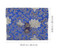 PATKAW Jewelry Storage Bag Rectangular Brocade Cloth Pouch Zipper, Vintage Small Multi-Purpose Purse for Scriptures, Buddhist Items and Bible Carrying, Dark Blue