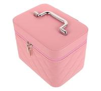 PATKAW Large Capacity Pink Pu Leather Makeup Organizer Case with Spacious Interior and Stylish Design for Travel and Home Use, Keeping Cosmetics Neat and Accessible