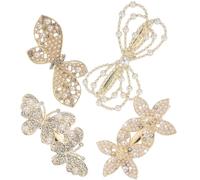 PATKAW Metal Hair Clips Chic and Shiny Barrettes 4pcs Assorted Colour Featuring Butterfly and Flower Shapes to Highlight Appearance and Blend with Hair Colour for Women for Engagements