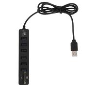 PATKAW Multi-port 1 Meter Extension Cable with 6 Ports and Memory Card Reader USB Hub Wear-resistant Abs Material Practical USB 2.0 Data Splitter for Laptop and Desktop Expansion