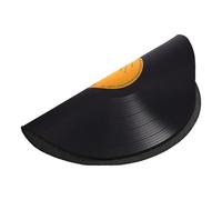 PATKAW Retro 80s Vinyl round Area Rug 80cm Non-slip Wear Resistant Polyester Music Theme Carpet for High Traffic Areas and Music Themed Space in Black