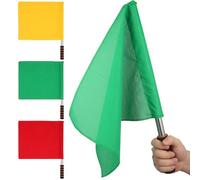 PATKAW Signal Flags 3pcs Referee Set Stainless Steel Handles Red Yellow Green for Commanding Traffic and At Home