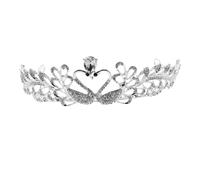 PATKAW Silver Crystal Swan Bridal Crown Lightweight Wedding Tiara Hair Accessory for Bride and Prom or Party