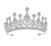 PATKAW Silver Heart-shaped Crystal Crown Made of Alloy with Fancy Structure Bridal Tiara and Not Easy to Fade, Wedding Hair Accessory for Women