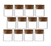 PATKAW Tea Storage Jars Small Glass Bottles 12Pcs with Cork Lids Leakproof Borosilicate Glass for Party and Home Use