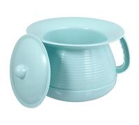 PATKAW Thickened Blue Plastic Spittoon with Lid Handheld Potty Portable Urinal Pan Bedpan for Elderly and Night Use Household Aid