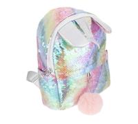 PATKAW Unicorn Sequined Backpack with Plush Pom-pom, Wide Application for Camping and Outdoor Travel, Made of Sturdy Pu and Polyester, School and Shoulder Bag