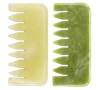 PATKAW Wide Tooth Gua Sha Scraping Scalp Combs 2Pcs Jade Massage Combs Lightweight Handheld Head Massage Tool for Hair Health and Blood Flow