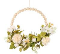 PATKAW Wooden Bead Wall Hanging Garland No Pruning Or Watering Required with Simulated Green, White and Silk Material for Festival and Holiday Decoration