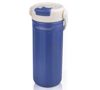 PATMOSEAL 500ml Thermo Flask for Hot & Cold Drinks - Vacuum Thermal Flask Drinking Bottle with Straw Lid & Strap Handle - Insulated Travel Small Water Flask Stainless Steel (Blue)