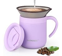 patmoseal Insulated Coffee Mug with Paperless Filter, 2-in-1 Pour Over Coffee Maker 350ml/12oz (Purple)