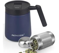 PATMOSEAL Vacuum Stainless Steel Cup Insulated Mug Leak-Proof with Tea Infuser for Loose Leaf, Fruit, Coffee, Milk, Soup, 500ml/16oz (Navy Blue)
