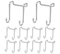 PATNFR 10pcs Over the Door Hook Stainless Steel Double Hooks No Drill Cabinet Hooks for Kitchen Bathroom Closet Office Dormitory