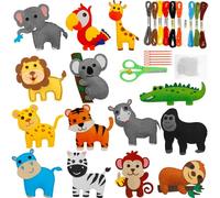 PATNFR 14Pcs Felt Sewing Craft Kit for Kids Age 6+ Beginners Cute DIY Animal Felt Sewing Kit with Instructions Educational Toy DIY Craft Ornaments for Beginner Children Learn to Sew