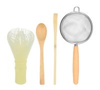PATNFR 4Pcs Matcha Whisk Set Complete Japanese Tea Starter Making Kit with Resin Tea Brush, Spoon, Scoop and Filtering Spoon Ceramic Matcha Making Kit for Beginners and Lovers