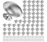 PATNFR 60Pcs Kitchen Door Knobs and Handles - Silver High Strength Zinc Alloy Cabinet Mushroom Drawer Pull 30mm Round Furniture Door Knobs for Furniture, Wardrobes, Bathroom