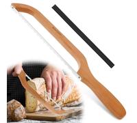 PATNFR Bread Bow Cutter Sourdough Bread Saw Serrated Wooden Baguettes Slicer with Ergonomic Handle Bow Saw Knife Bow Cutter for Sourdough Bagel Baguettes Cake Fruit (Style B)