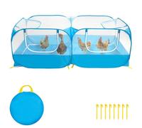 PATNFR Portable Chicken Run Foldable Small Animal Playpen with Transparent Net Cover Pop Up Play Pen with Zipper and Detachable Bottom Pet Fence for Chicken Duck Rabbit Chinchillas Hamster(blue)