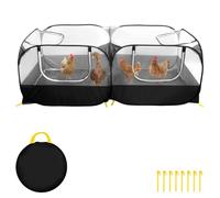 PATNFR Portable Chicken Run Foldable Small Animal Playpen with Transparent Net Cover Pop Up Play Pen with Zipper and Detachable Bottom Pet Fence for Chicken Duck Rabbit Chinchillas Hamster(black)
