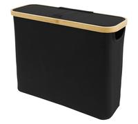 PATNFR Toilet Paper Storage Large Capacity Toilet Paper Roll Basket with Side Window and Lid 45 x 15 x 35cm Multifunctional Foldable Bathroom Storage Box Holder Stand for Bathroom RV(black)