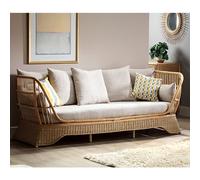 patnos rattan day bed with blush tweed fabric seat cushion