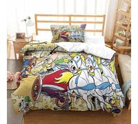PATO FLIGHT Asterix Anime Bedding Set 3D Duvet Cover Set Soft Microfiber Quilt Cover 2 Pcs with Pillowcases, Zipper Closure Comforter Cover for Teens And Adults Single(135x200cm)