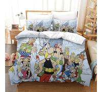 PATO FLIGHT Asterix Anime Bedding Set 3D Duvet/Quilt Cover Microfiber Bedroom Decorative Bed Set Zipper Closure Easy Care 3 Pieces with Pillow Sham for Girls Boys Adults Double(200x200cm)