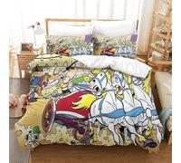 PATO FLIGHT Asterix Anime Duvet Cover Kids 3D Bedding Double Set, 3 Pieces Soft Microfiber Comforter Quilt Cover with Zipper Closure for Girls, Boys And Teens & PillowcaseDouble（200x200cm）