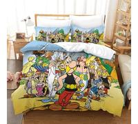 PATO FLIGHT Asterix Anime Duvet Cover Set King 3D Printed Bedding with Zipper Closure, 3 Pieces Soft Microfiber Comforter Quilt Cover & Pillow for Teens And Adults Double(200x200cm)