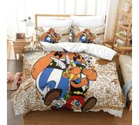 PATO FLIGHT Asterix Anime Duvet Cover Set3D Print Bedding Set Microfiber Quilt Cover Comforter Cover with Pillow Shams, Zipper, 3 Pieces for Teens And Adults Single(140x200cm)