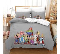 PATO FLIGHT Asterix Anime for Boys Girls Duvet Cover Quilt Cover Comforter Covers 3D Printed with Pillow Cases Bedding Set with Zipper Closure Soft Microfiber 3 Pieces Double(200x200cm)