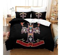 PATO FLIGHT GUN AND ROSE Bedding Set 3D Duvet Cover Set Soft Microfiber Heavy Metal Quilt Cover 3 Pcs with Pillowcases, Zipper Closure Cover for Teens And Adults Single（140x200cm）