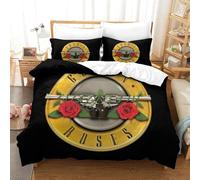 PATO FLIGHT GUN AND ROSE Bedding Set Comforter 3D Digital Print 3 Pieces Microfiber For Kids Boys Girls, Heavy Metal Duvet Cover Bedroom Decor with Pillow with Zipper Closure Single（140x200cm）