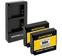 PATONA 2 x Battery for Ricoh DB-120 GR IV 1850 mAh with Dual USB-C Charger | Double pack for the Ricoh GR IV - both batteries charge simultaneously in the dual charger via USB-C