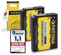 PATONA 2 x EN-EL12 Batteries Compatible with Nikon CoolPix AW100 P300 S70 S610 S800c S1000pj